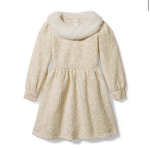 Janie and Jack jacquard fur collar dress